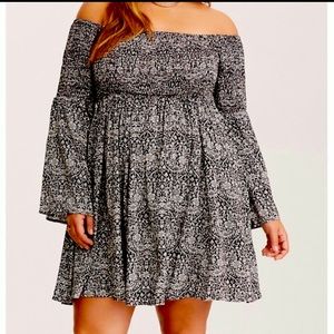 Peasant off shoulder dress with bell sleeves